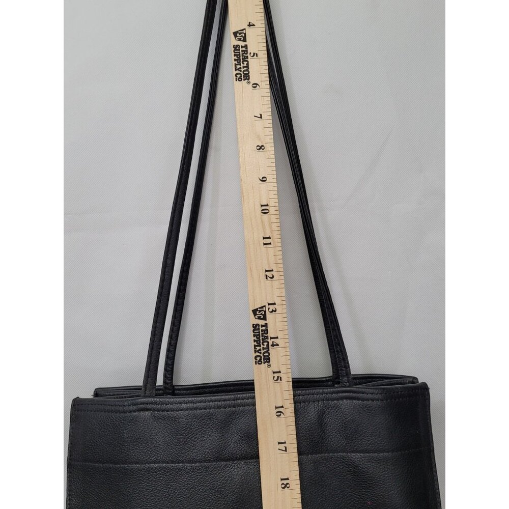Vintage Harley Davidson Black Embroidered Logo Leather Shoulder Bag Purse Tote - Picture 14 of 16